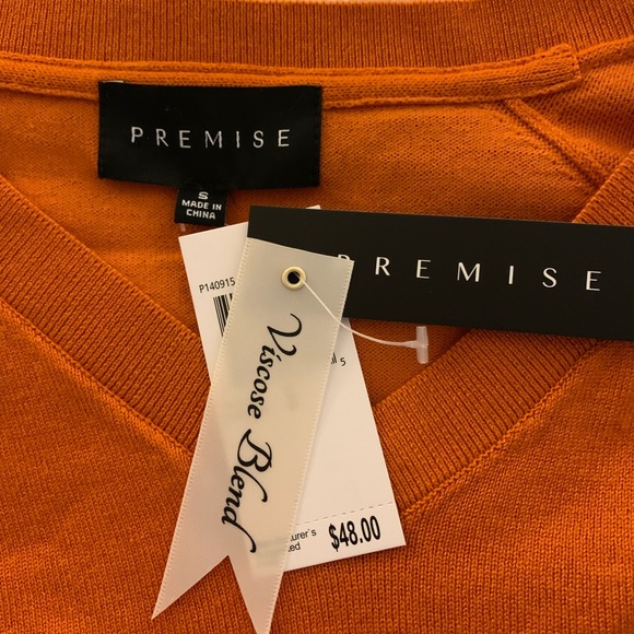 Premise Orange VNeck Sweater - Picture 4 of 5